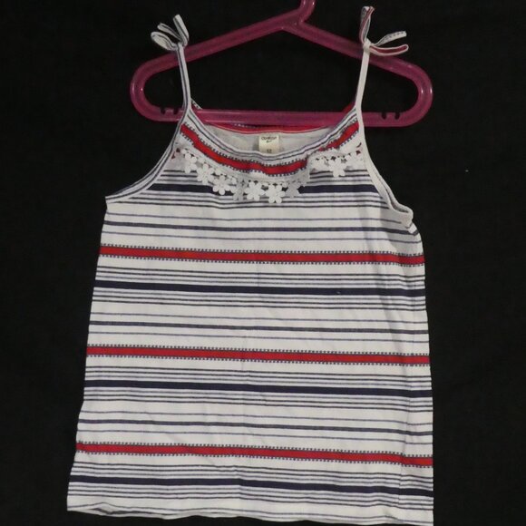 OSHKOSH B'GOSH | size 12 | Striped Tank Top with Floral Lace and Tied Straps - Picture 1 of 12